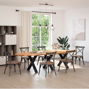 The Living Store Eettafel 320x120x74 cm ovaal massief eikenhout lichtbruin - Eetkamertafel - Houten Tafel - Oak Wood Tafel - Grote Eetkamertafel - Massief Eiken Tafel