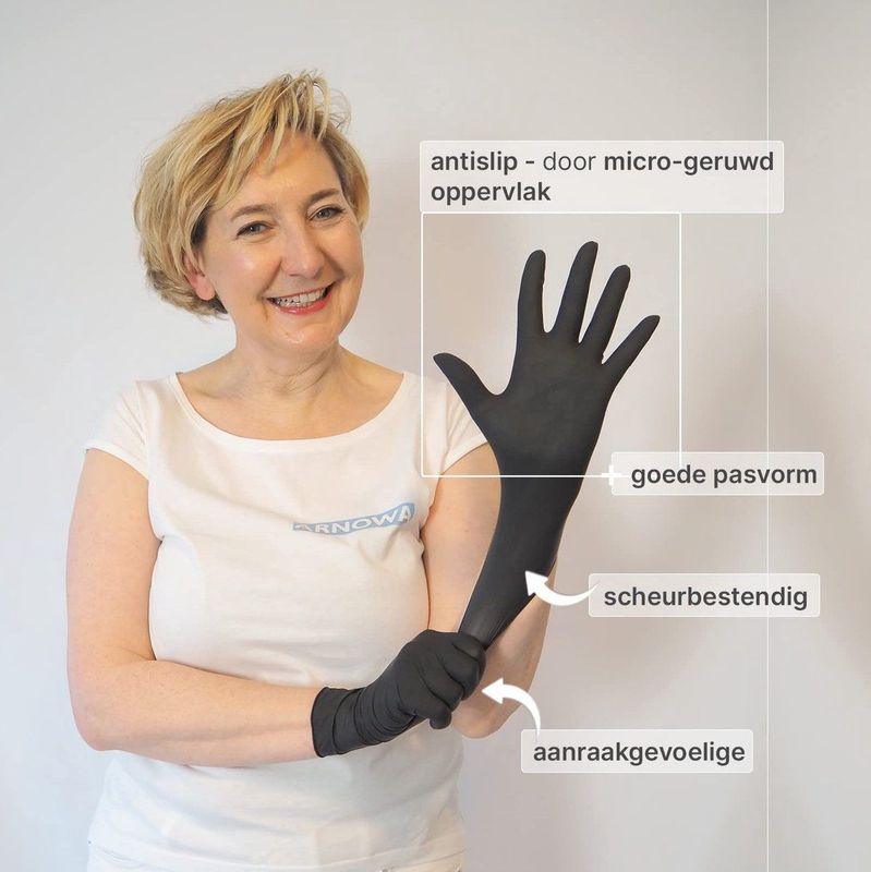 ARNOMED - Latex Wegwerphandschoenen - Zwart - 100 Stuks - Poedervrij