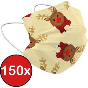 Mondkapje Kerst Wegwerp Mondmasker Mondkapjes Niet Medisch Universeel - Geel x Rendier - 150x
