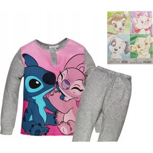 Disney Lilo & Stitch - Pyjamaset - Katoen - Grijs/Roze Maat 104