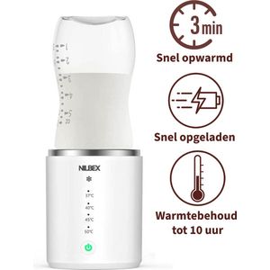 NILBEX® Bottle Warmer Pro - Draagbare Baby Flessenwarmer voor Onderweg - Wit - Geschikt voor Dr. Brown's, AVENT Philips & Difrax