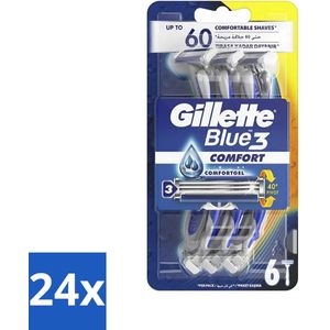 Gillette - Blue 3 Comfort - Wegwerpmesjes - Precisie en comfort - 6 Scheermesjes - Voordeelverpakking - 24 stuks