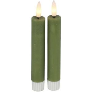 Led kaars - Vintage & More - groen | olijf groen - 15cm - ledkaarsen - led kaarsen op batterijen - led kaarsen met bewegende vlam - led-kaarsen