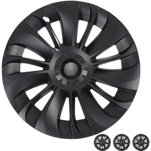 Wieldoppen geschikt voor Tesla Model Y - 19 inch - cycloon stijl - Mat zwarte - 4 stuks