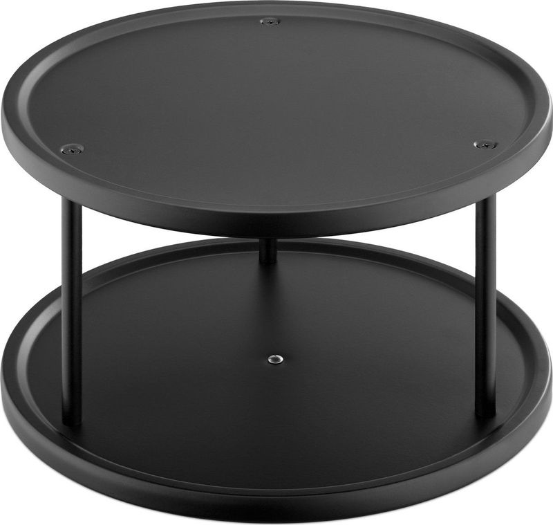 Navaris - Dubbele Lazy Susan - Roterend Plateau - Roestvrij Staal - 25 cm