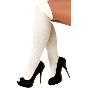 KIMU Sokken Piet Gebroken Wit - Maat 38-41 - Gebreide Pietensokken Lange Kniekousen Oktoberfest Lederhosen Dirndl - Gebreid Pietenpak Skisokken Sinterklaas Kado