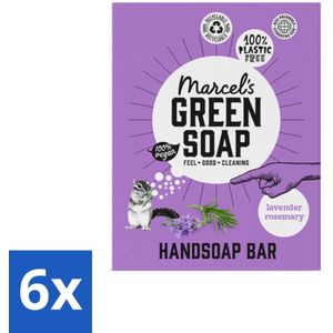 Marcel's Green Soap - Handzeep Bar - Lavendel & Rozemarijn - Zachte verzorging - 90 gr - Voordeelverpakking - 6 stuks