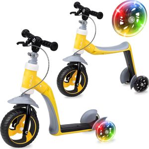 MoMi Elios 2in1 Loopfiets - Balance Bike - Kinderstep - Geel