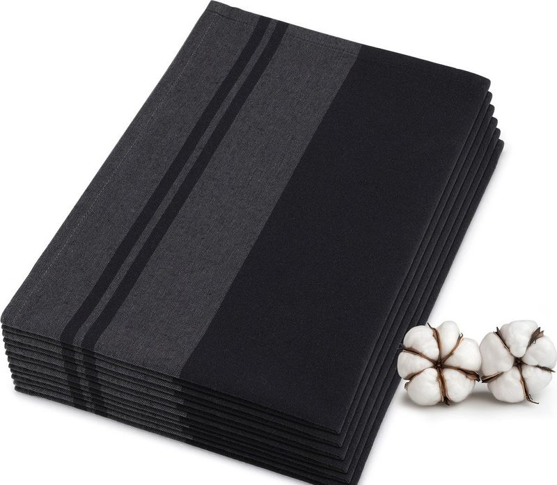 JEMIDI - Theedoek Set - Zwart - 6 Stuks - 100% Katoen - 50 x 70 cm