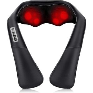 Elektrisch massageapparaat voor nek, schouders en rug met Shiatsu-rollen - Verwarmd - 3 snelheden - Grijs