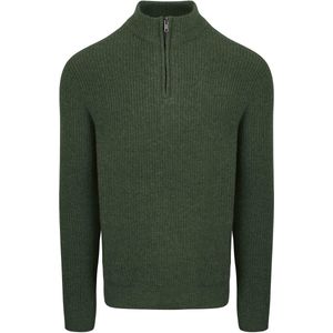 Steppin' Out Half Zip Trui Lamswol Olijfgroen - Maat XXL - Heren - Schipperstrui