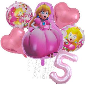Super Mario Prinses Peach set - 73x52cm - Folie Ballon - princess peach - Themafeest - 5 jaar - Verjaardag - Ballonnen - Versiering - Helium ballon
