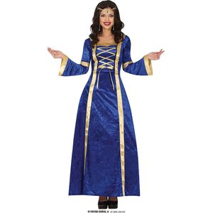 Guirca - Middeleeuwen & Renaissance Kostuum - Jonkvrouw Elena Van Blauwstad Kostuum - Blauw - Maat 36-38 - Carnavalskleding - Verkleedkleding