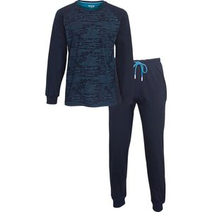 MEQ Heren Pyjama - Pyjama Set - Geometrische Print - Blauw - Maat M