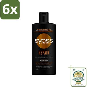 Syoss Repair Shampoo - Shampoo - Herstel - 440 ml - Voordeelverpakking - 6 stuks - Beschadigd haar - Haarherstel