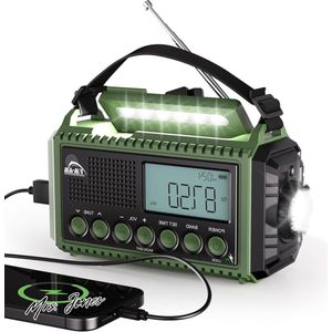 Mrs. Jones AM-FM-SW zwengelradio met 12000 mAh batterij oplaadbaar draagbare campingradio met zaklamp en leeslamp noodradio Type C aansluiting SOS alarm dynamo radio voor wandelen outdoor .