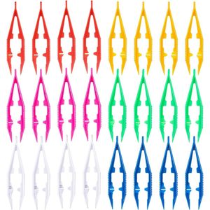 24 stuks meerkleurige pincetten voor strijkkralen - lichte kunststof pincet voor kinderen - 10 cm pincet - plastic van siliconen kralen - multifunctionele kralenpincet voor doe-het-zelf projecten
