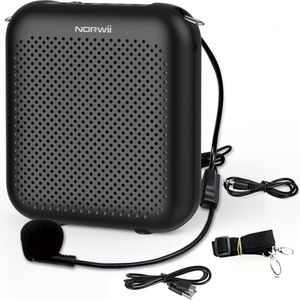 Portable Speech Amplifier with Wired Microphone and Waist Size Personal Microphone and Speaker for Teachers and Travel Guides - Black