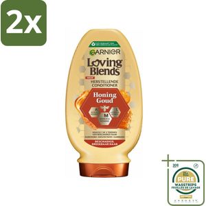 Garnier Loving Blends Honing Goud Conditioner 250 ml - Voordeelverpakking - 2 stuks - Breekbaar haar - Herstellende conditioner
