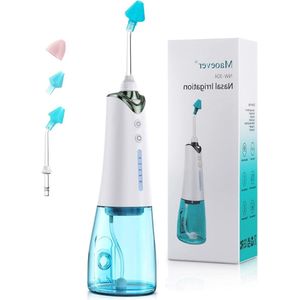 Draadloze neusspoelmachine voor sinusverlichting en neusverzorging - elektrische Neti Pot sinusspoelsysteem kit voor volwassenen en kinderen - 3 tips inbegrepen