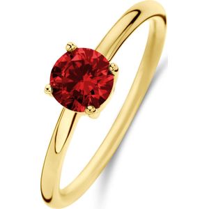 New Bling 9NB-0886-52 Zilveren Ring - Dames - Zirkonia - Rond - 6 mm - Oranje/Rood - Maat 52 - 1,76 mm - Zilver - Gold Plated (Verguld/Goud op Zilver)
