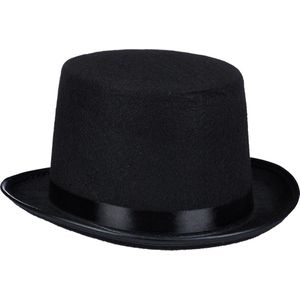 relaxdays - hoge hoed zwart - one size - goochelhoed - carnaval -  themafeest