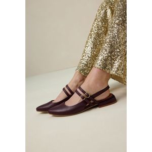Sissy-Boy - Bordeaux rode leren slingbacks met dubbele bandjes - 38