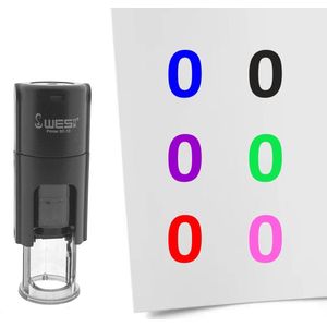 CombiCraft Stempel Getal 0 10mm rond roze inkt - per 1 stuk