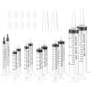 Steriele kunststof spuiten met doppen - navulling voor laboratorium - 12 stuks - vloeistoffen voeden - colostrum spuit - steriele spuit - afzonderlijk verzegelde verpakking - geen naald - 1/25/3/5/10/20 ml