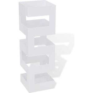 Paraplubak metaal met lekbak, houder voor paraplus en wandelstokken, 48,5cm hoog, kleur wit