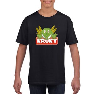 Kroky de krokodil t-shirt zwart voor kinderen - unisex - krokodillen shirt - kinderkleding / kleding 122/128