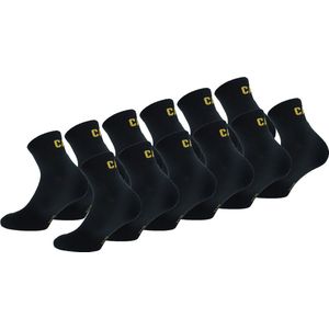 Caterpillar 12 Paar Quarter Werksokken Heren - Versterkt op Hiel en Teen - Katoen Zwart 43-46