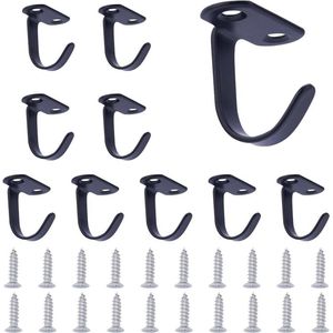 10 stuks - Roestvrijstalen schroefplafondhaken - Zwarte metalen plantenstandaard - IJzeren lantaarns - Voor kleerhangers - Hanglampen - Planten kopjes - Plafondventilator .
