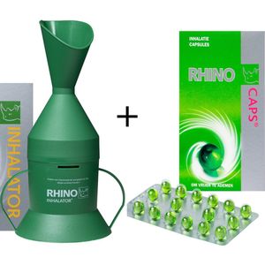 Rhino Inhalator & Caps Combi - Stoommiddel - 1 inhalator - 16 inhalatiecapsules