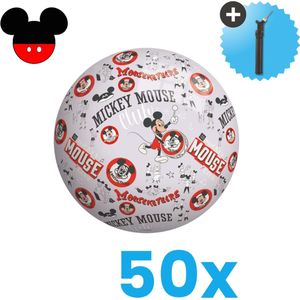 Mickey Mouse Lichtgewicht Speelgoed Bal - Kinderbal - 23 cm - Volumebundel 50 stuks - Inclusief Balpomp