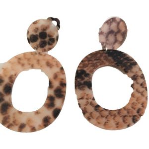 Petra's Sieradenwereld - Clipoorbel hanger snake mat rust brown (299)