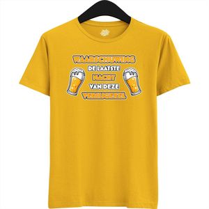 DudeWaarschuwing! De Laatste Nacht | Vrijgezellenfeest Cadeau Man - Groom To Be Bachelor Party - Grappig Bruiloft En Bruidegom Bier Bier Shirt - T-Shirt - Unisex - Geel - Maat 3XL