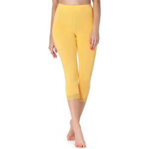 Merry Style MS-MS10-290-LE Dames Capri Leggings - Sport - Vrijetijdsbroek - 3/4 Lengte met Kant - Viscose - Sporbroek - Yogabroek - Geel - L