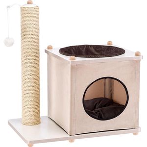 Ferplast Kattenhuis Yoshi 58 X 38 X 64,5 Cm Hout/fluweel Naturel