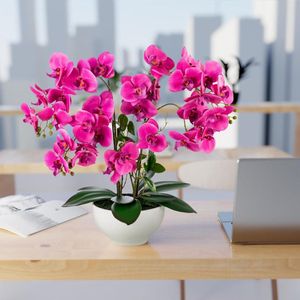 Exclusief Ontworpen Grote Kunst Orchidee in Hoogglans Keramische Pot voor Stijlvolle Decoratie