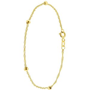 Lucardi Dames Armband bal met fantasieschakel - 9 karaat - Armband - Moederdag Cadeautje - 19 cm - Geelgoud