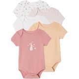 Set van 5 Babyrompers - Wit - Korte Mouwen - 100% Biologisch Katoen