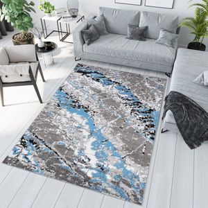 Tapiso Maya Vloerkleed Grijs Blauw Woonkamer Abstract Tapijt Maat- 130x190