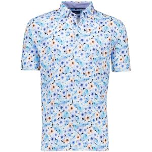 Eden Valley - Polo - Blauw - Bloemen Geprint - Pique