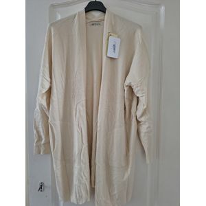 Halflang warm dames vest Dysa-effen beige-Maat M/L