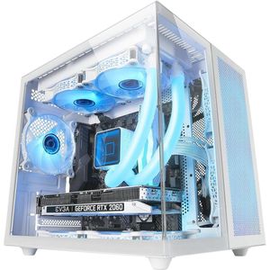 Compact MicroATX Gaming Case met Dubbel Glazen Venster en USB-C aansluiting