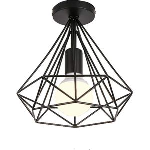 Goeco plafondlamp - 25cm - Klein - E27 - industriële diamantvormige plafondlamp - metalen kooi - voor eetkamer bar slaapkamer - Lamp Niet Inbegrepen