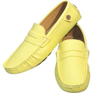 Livano Loafers Heren - Met Hak - Herenschoenen - Instappers - Geel - Maat 42