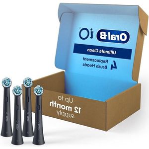 Ultimate Clean vervangende opzetborstels voor elektrische tandenborstels zwart - 4 stuks