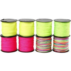Neon Macramekoord - DIY Nylonkoord Set - Kleurig Macramé Koord Voor Knutselen - Creatieve Hobbydecoratie - Lengte 28 m per rol - 1 mm dik - Set van 8 rollen